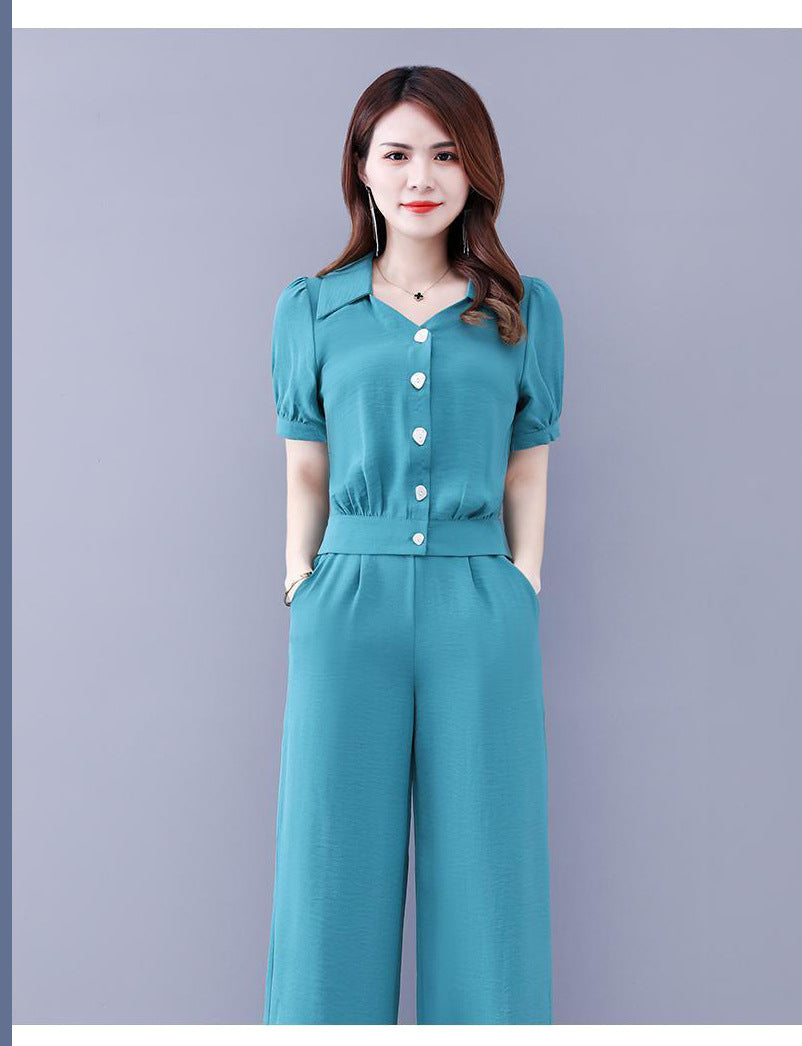 Goddess-style Tummy-covering Two-piece Pants Set