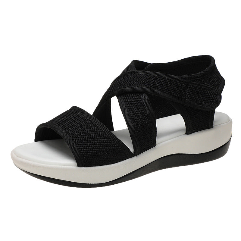 Fashion Flat Casual  Toe Velcro Ladies Sandals
