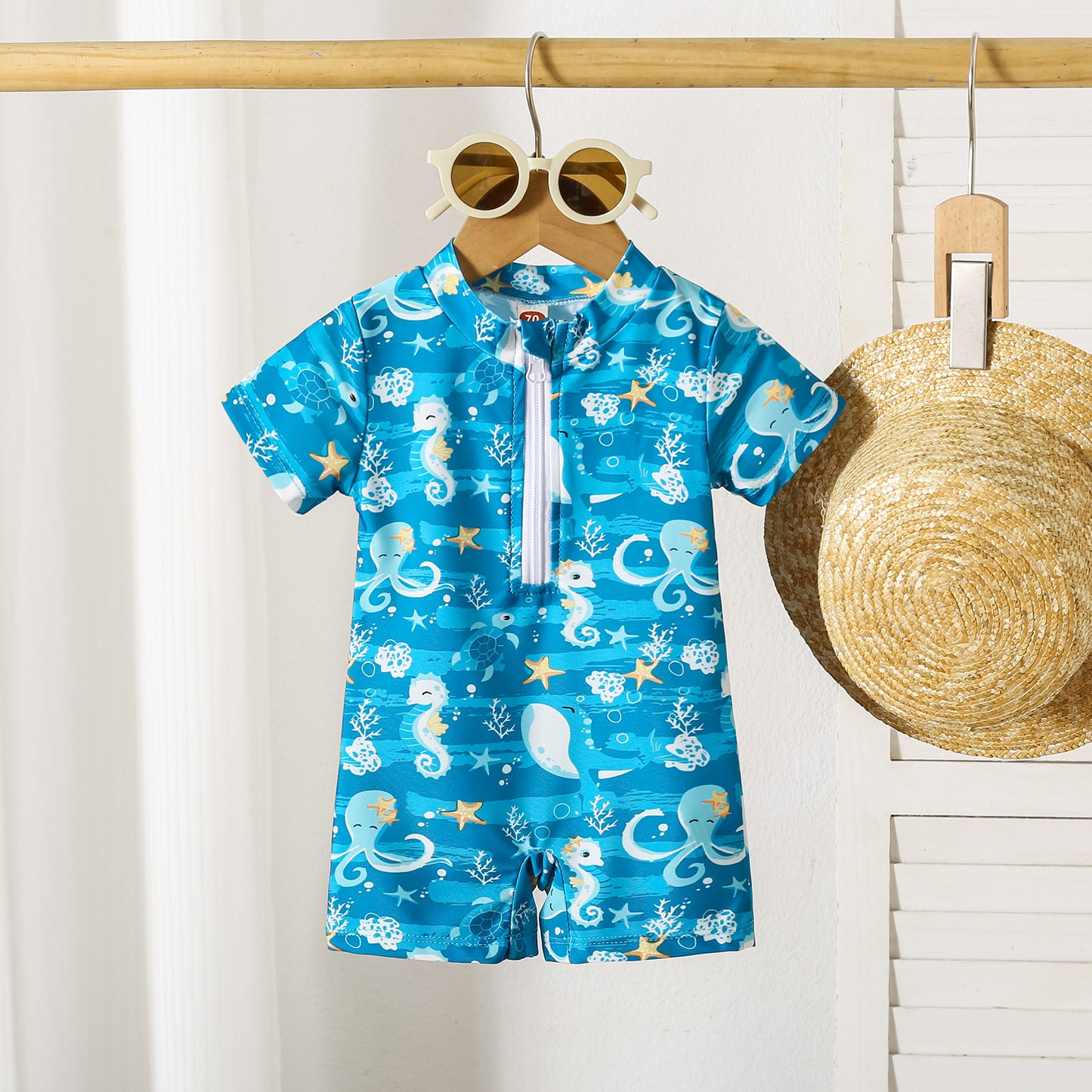Thin Boys' Shark Print Swimsuit