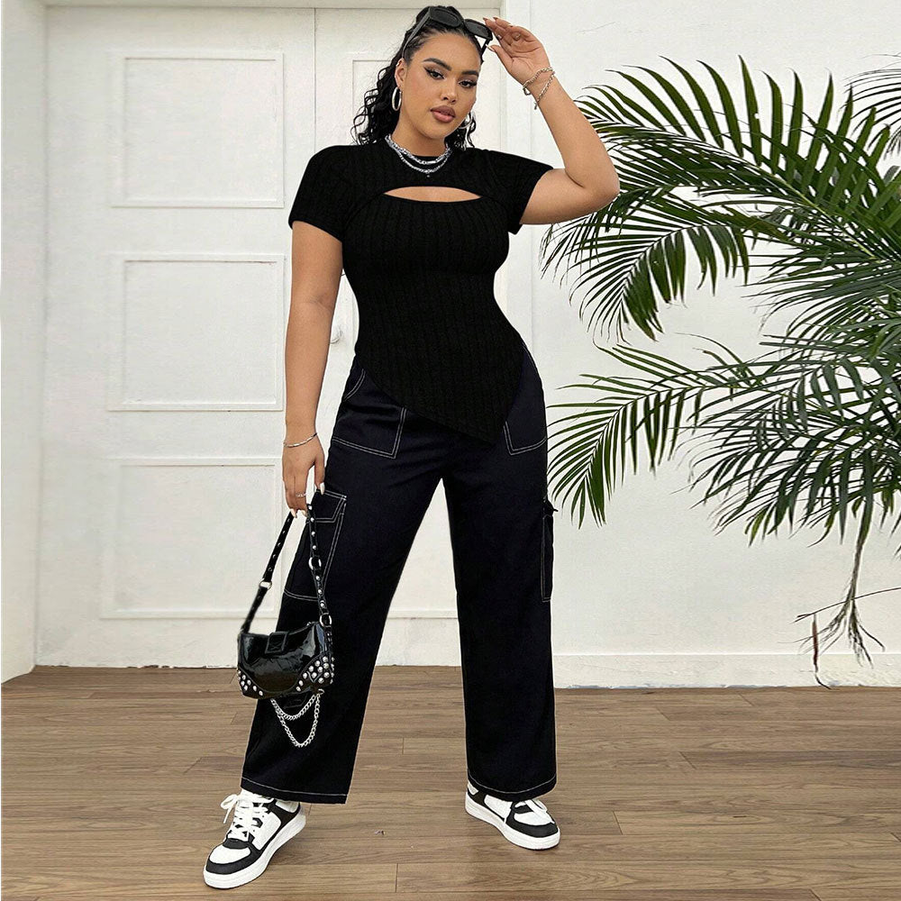 Fashion Simple Slim Waist Slimming Versatile T-shirt
