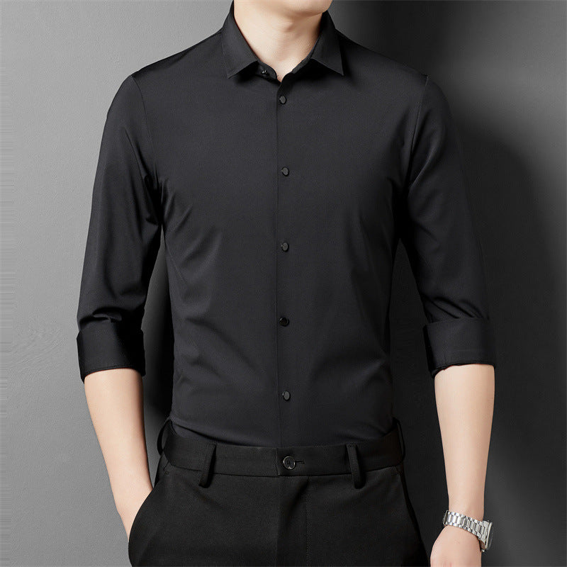 Forår og efterår sømløs høj elastisk langærmet T-shirt