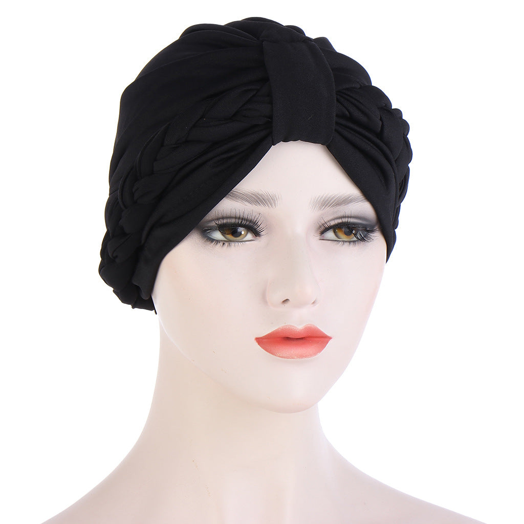 New Multi-color Crystal Hemp Three-layer Turban Hat