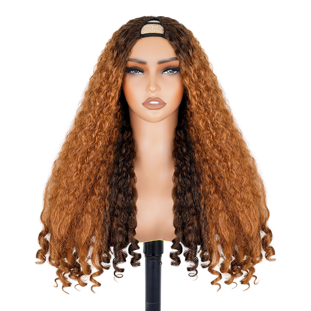 Women's Personality Wine Red V Curly Wig