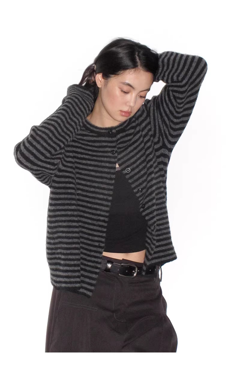 Striped Turtleneck Knit Sweater Base Layer Top