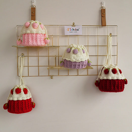 Strawberry Cake Woven Bucket Bag
