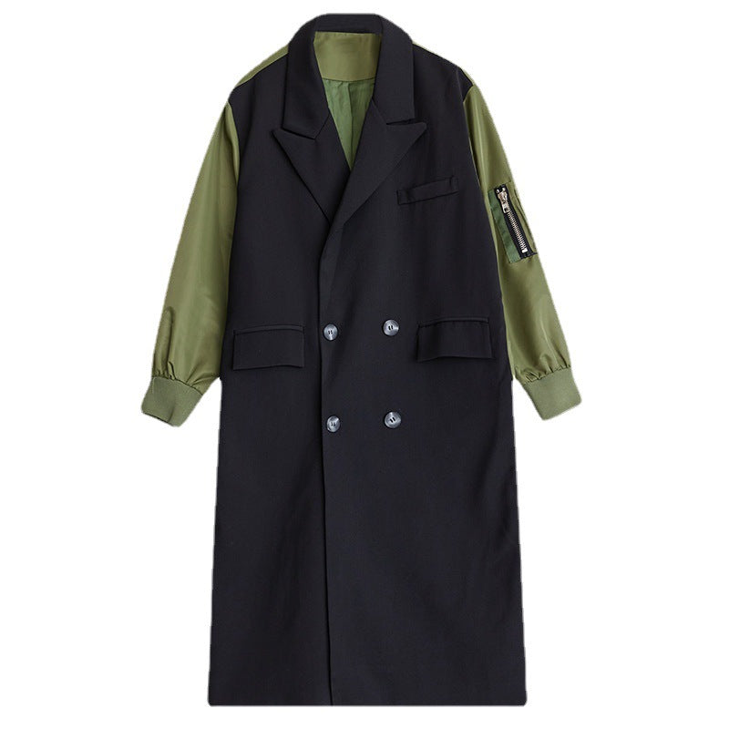 Temperament Fritid Farvematchende Dobbeltlags Revers Cardigan Trenchcoat