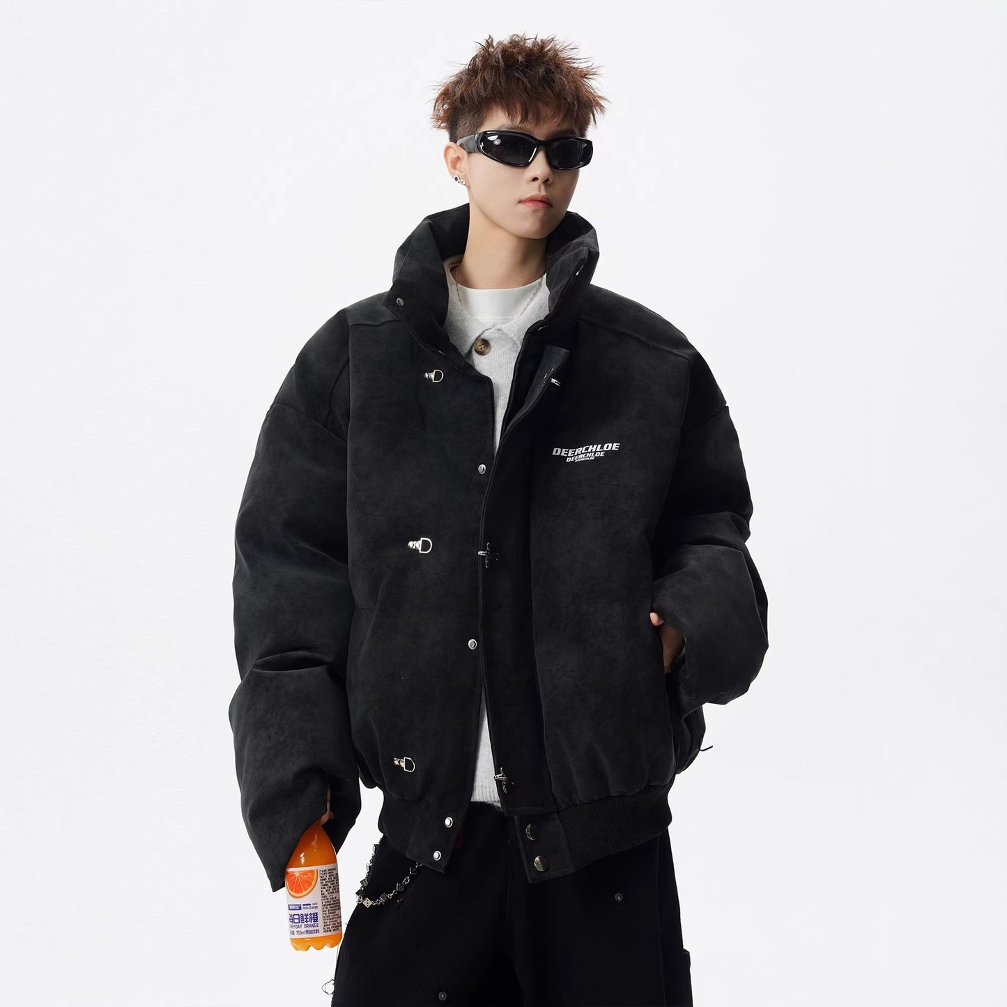 Retro Stand-up Collar Loose-fitting Versatile Puffer Jacket
