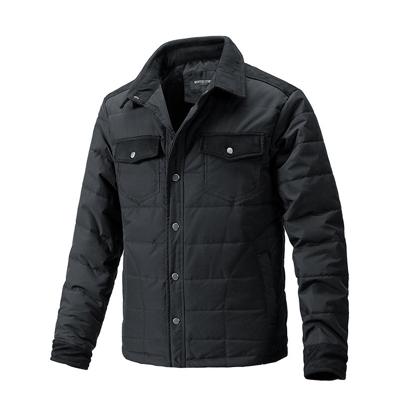 Casual Fall Winter Men Lapel Plaid Coat