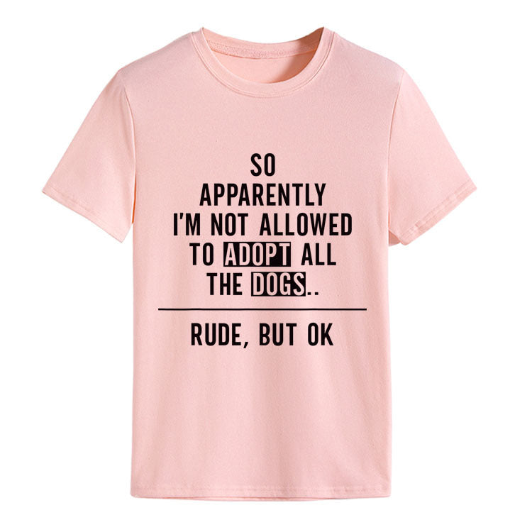 Fashion Round Neck Letter Loose Short Sleeve T-shirt For Women