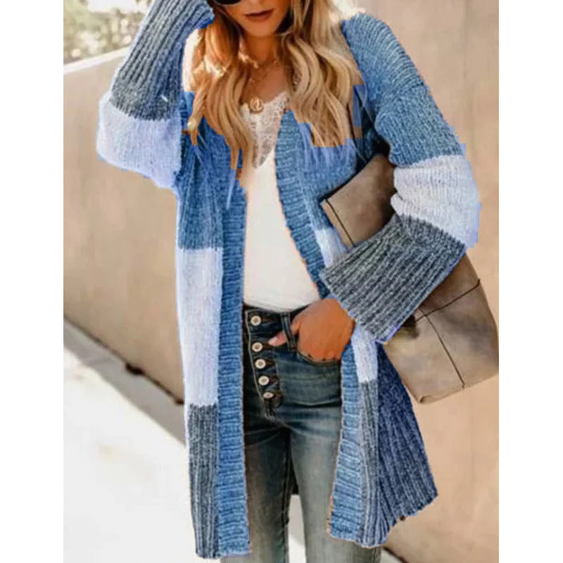 Women's Autumn And Winter Warm Contrast Color Knitted Sweater