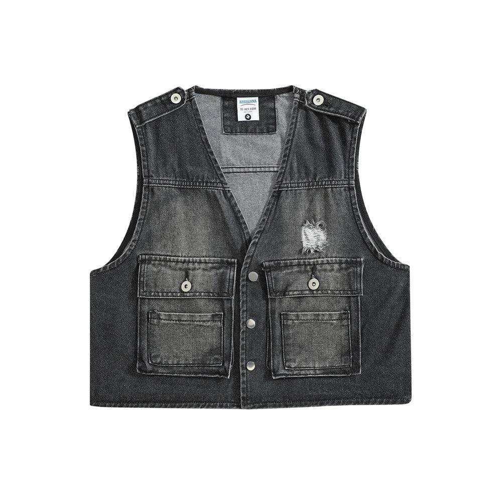 Fashion Street Functional Hole Frock Vest Male