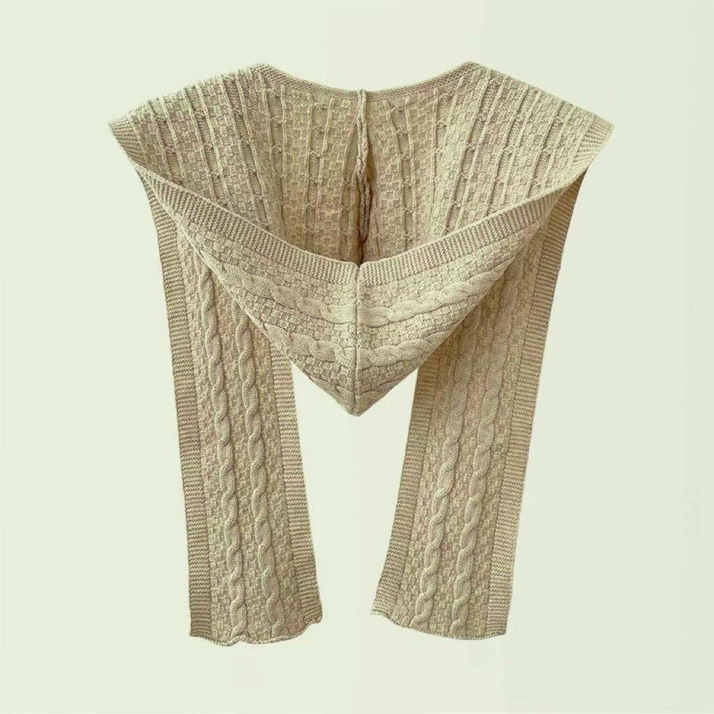 Spring And Autumn Internet Celebrity Shawl Hat Scarf Integrated Hooded Knitted