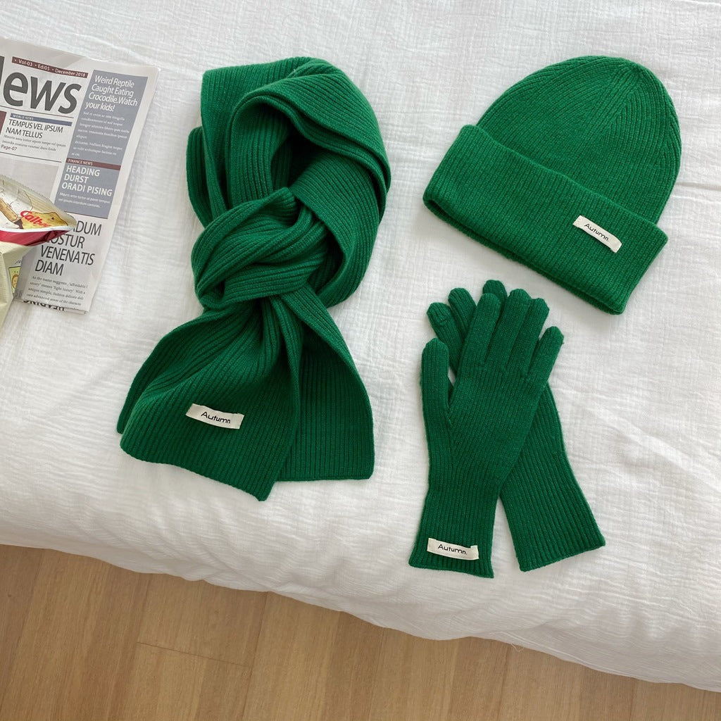 Winter 3-piece Set In Solid Color With Extra Padding For Warmth