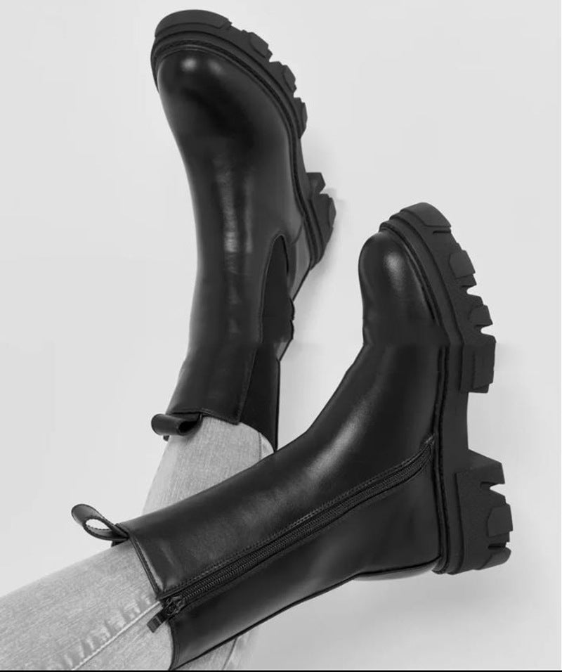 Flat Heel Platform Mid-tube Fashion Trendy Women's Boots