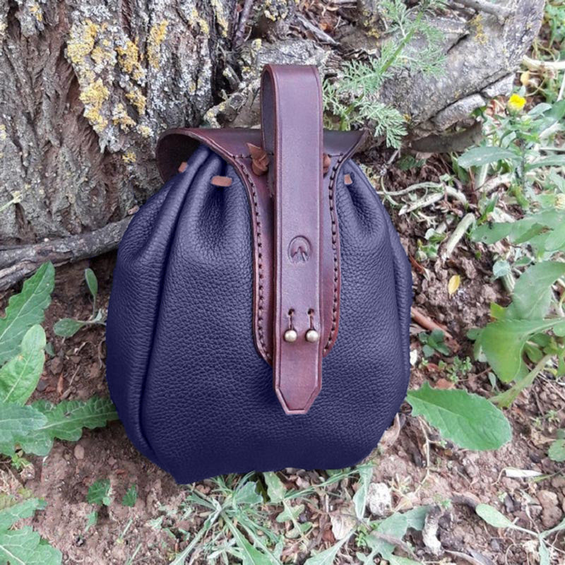 European And American New Retro Medieval Leather Outdoor Pocket Drawstring