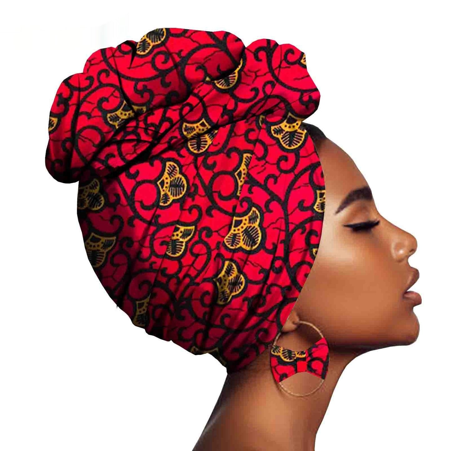 Batik Headscarf Exaggerated Earrings