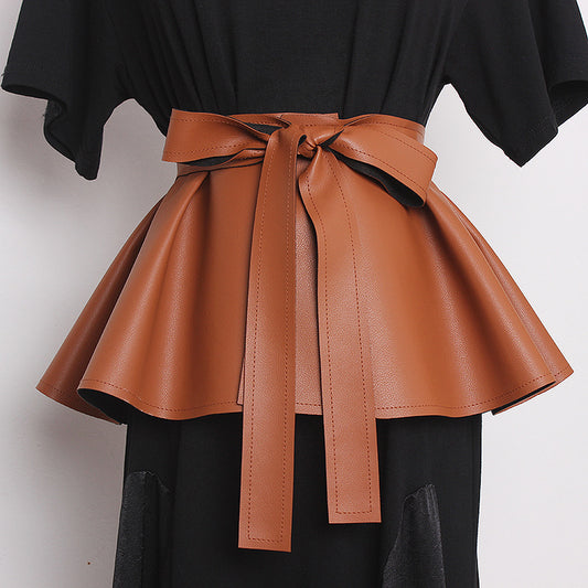 Foliage Skirt With Tie And Bow Decoration Skirt With Wide Waistband