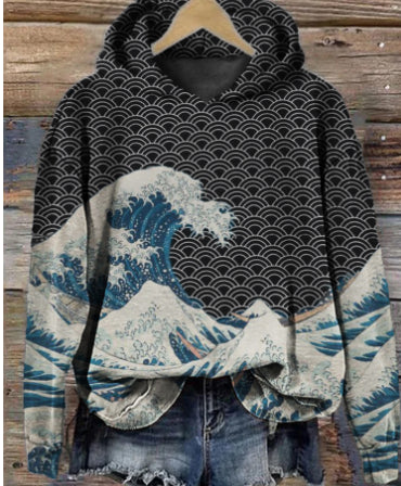 Fashion Spring And Autumn Plum Blossom Hooded Super Plus Size Loose-fitting Casual Pullover