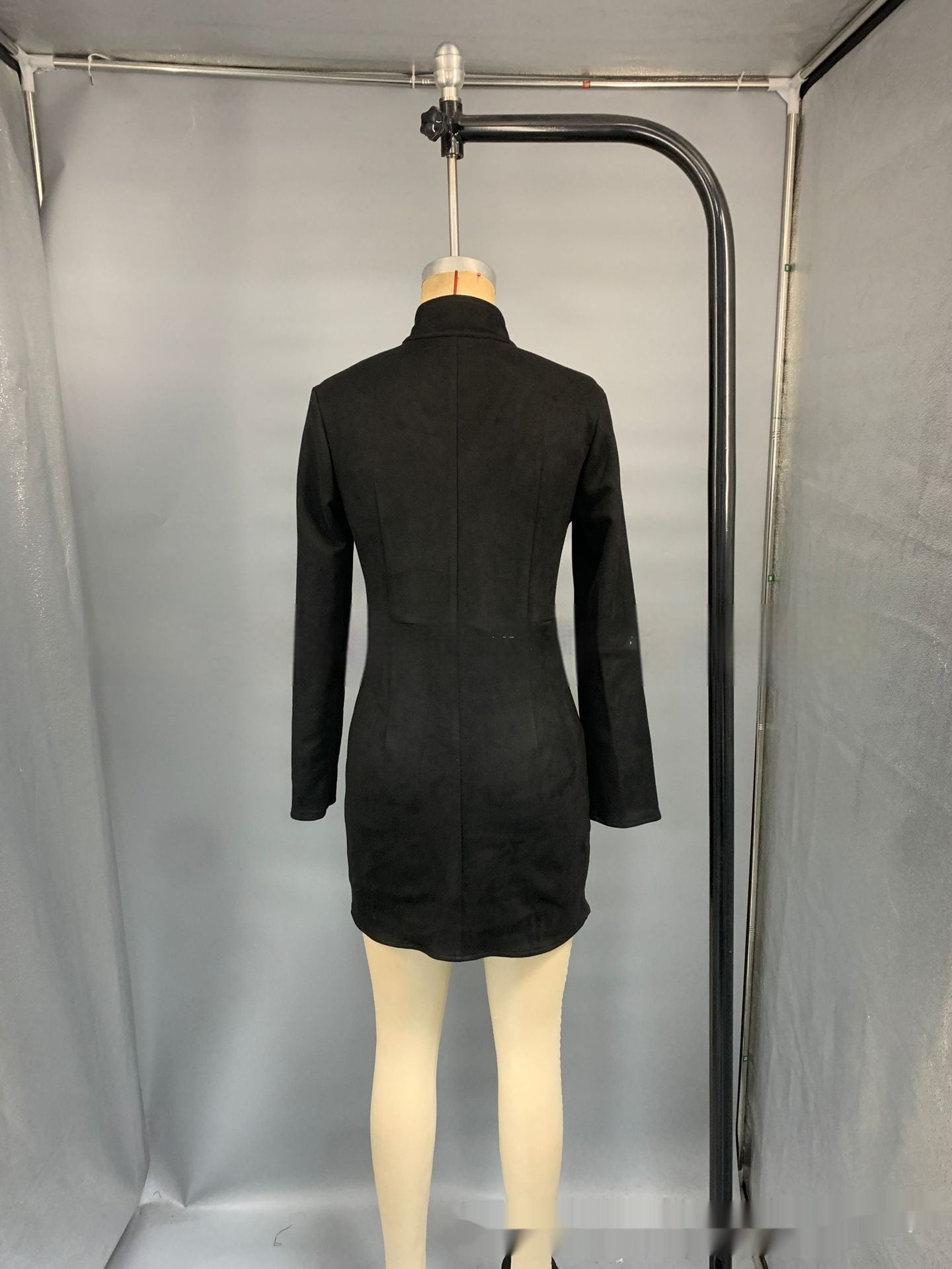 Womens Tailored Solid-color Double-breasted Blazer Dress
