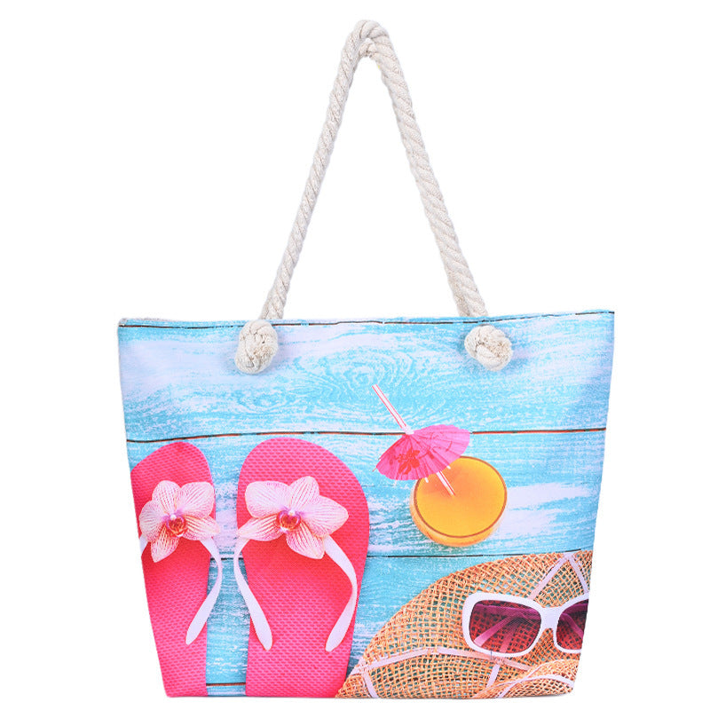 Printed Women's Beach Bag Large Capacity Handbag