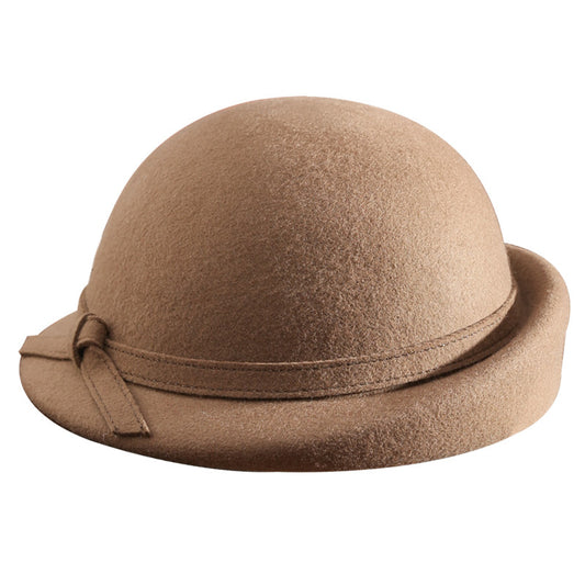 Pure Wool Felt Hat Elegant Shaped Bow British Felt Cap