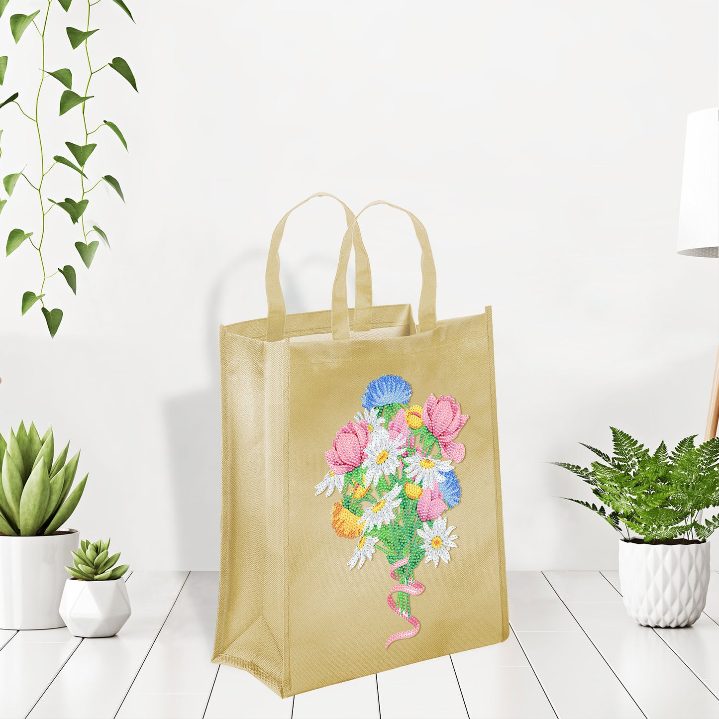 Diy Point Drill 5D Animal Flower Oxford Tote Bag