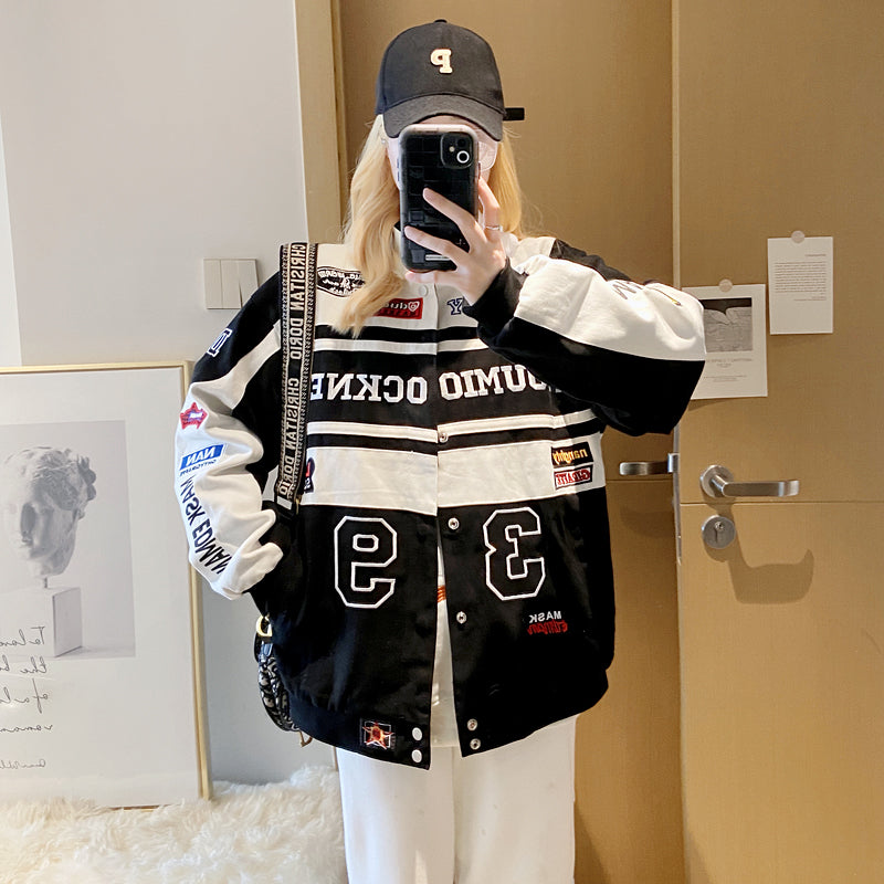 Women's Motorcycle Jacket Loose Baseball Uniform