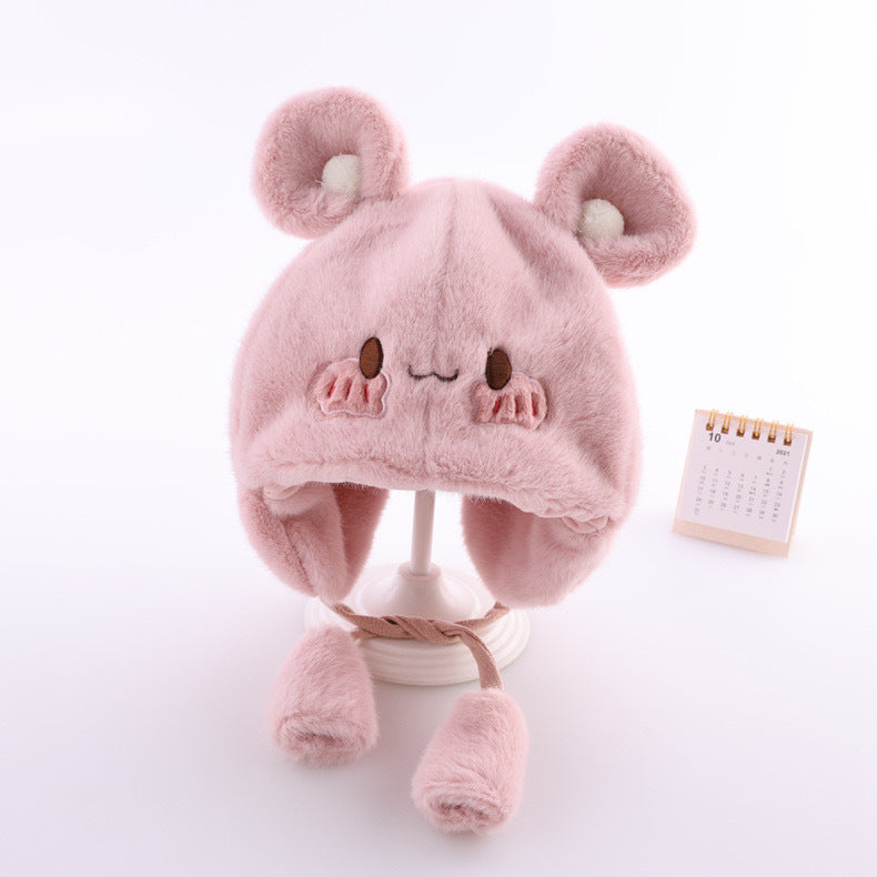 Baby Hat Cute Plush Warm Earflaps Cap