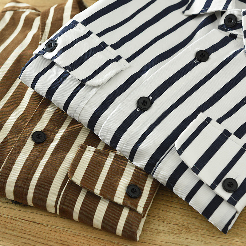 Young Men's Loose Re-work Striped Shirt