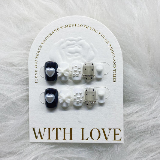 Black And White Cute Women's Handmade Nail Patch