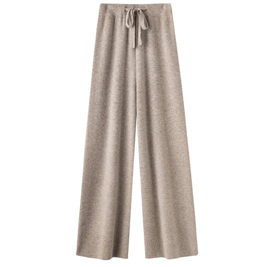 Pure Wool Wide-leg Pants Mid-waist Drooping Slimming Casual