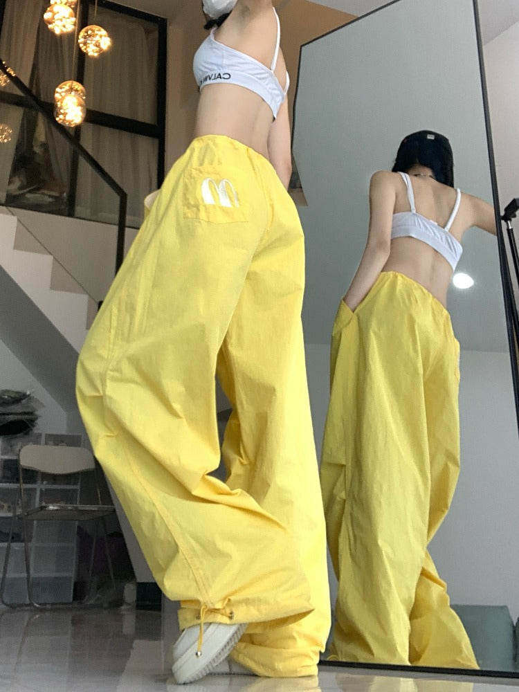 American Street Casual Summer New Waist-tight Ankle-tied Wide-leg Trousers Design Sense