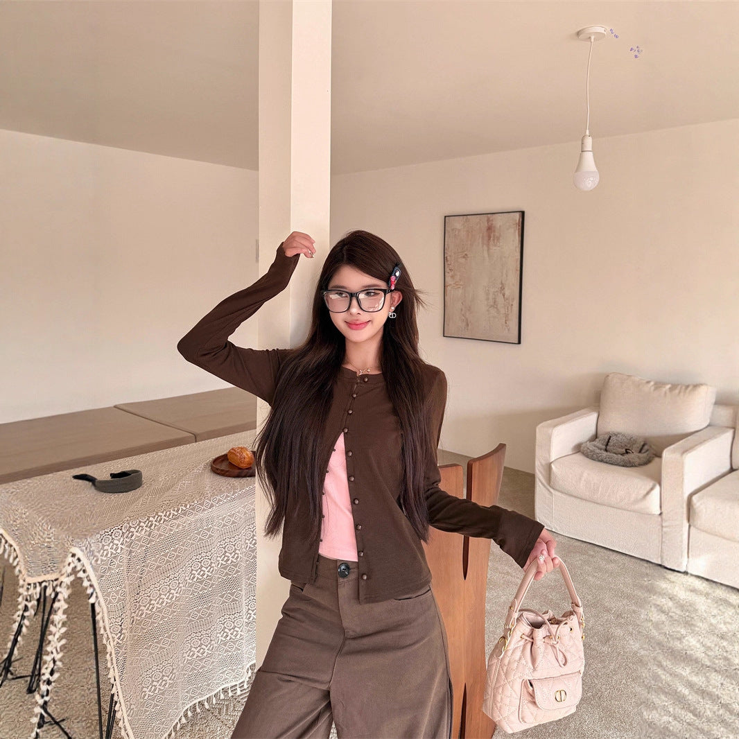 Women's Autumn Korean Style Niche Retro Versatile Fake Two-Piece Top