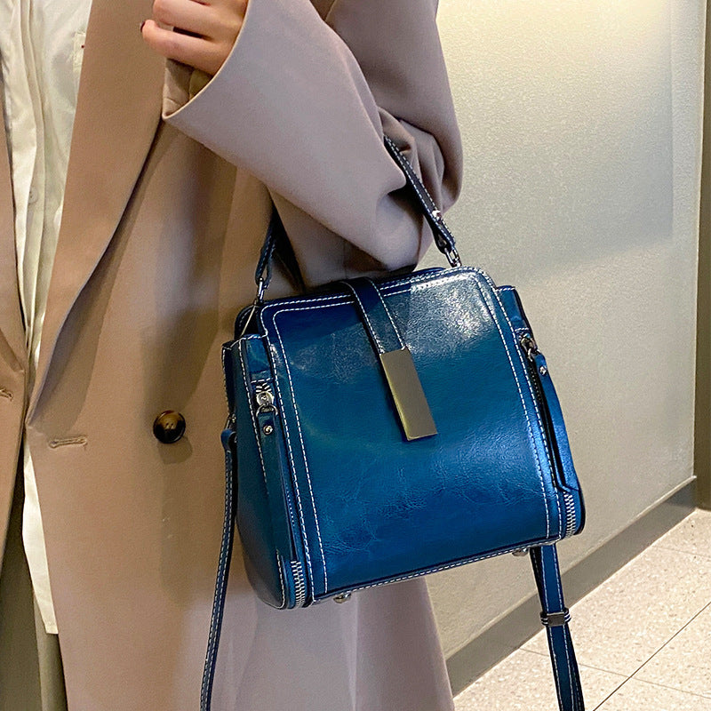 Genuine Leather Women's Fashion Portable Shoulder Commute Crossbody Bag