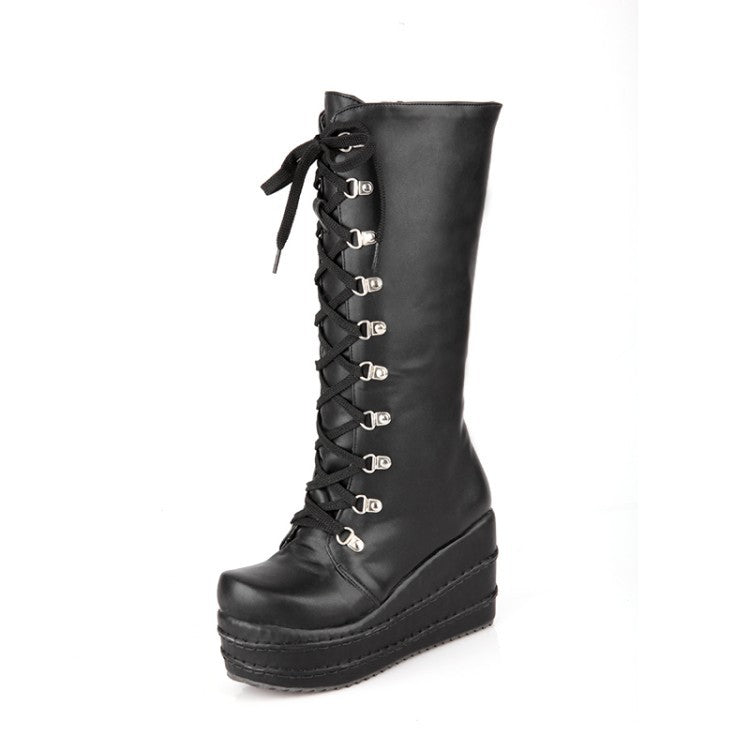 Fashion Side Zipper Platform Boots Casual