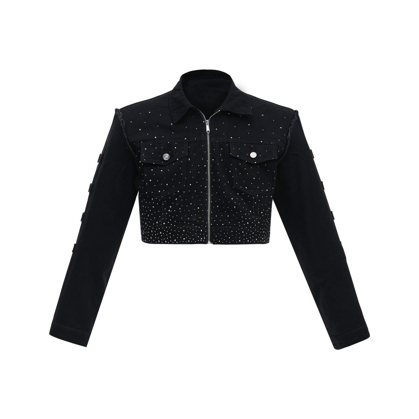 Gradient Design Padded Shoulder Short Jacket