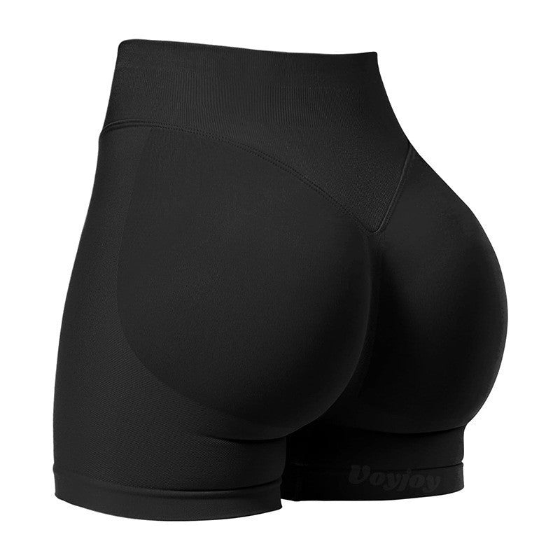 Højtaljede yogashorts Tætsiddende hofte-løftende sømløse hurtigtørrende bukser til sportsfitness
