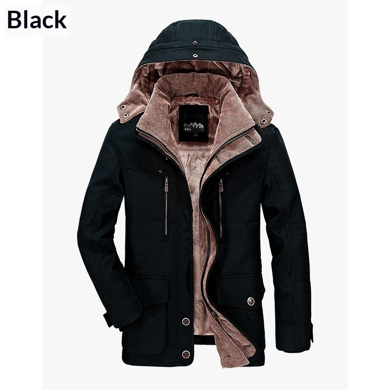 Casual Multi-pocket Hooded Men's Thick Cotton Jacket