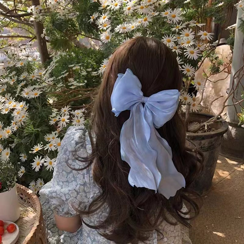 Fairy Beautiful Women's Mesh Ribbon Back Head Spring Clip