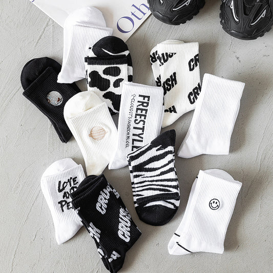 Women's Autumn And Winter Cartoon Illustration Japanese Style Mid-calf High Length Cotton Socks