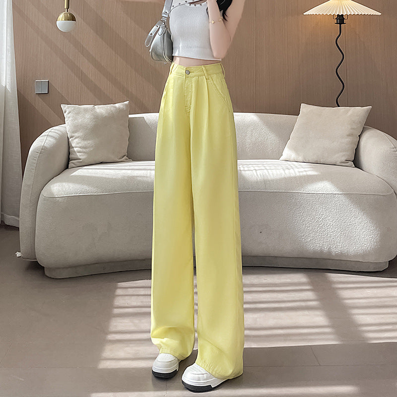 Women's Thin American-style Yellow Jeans