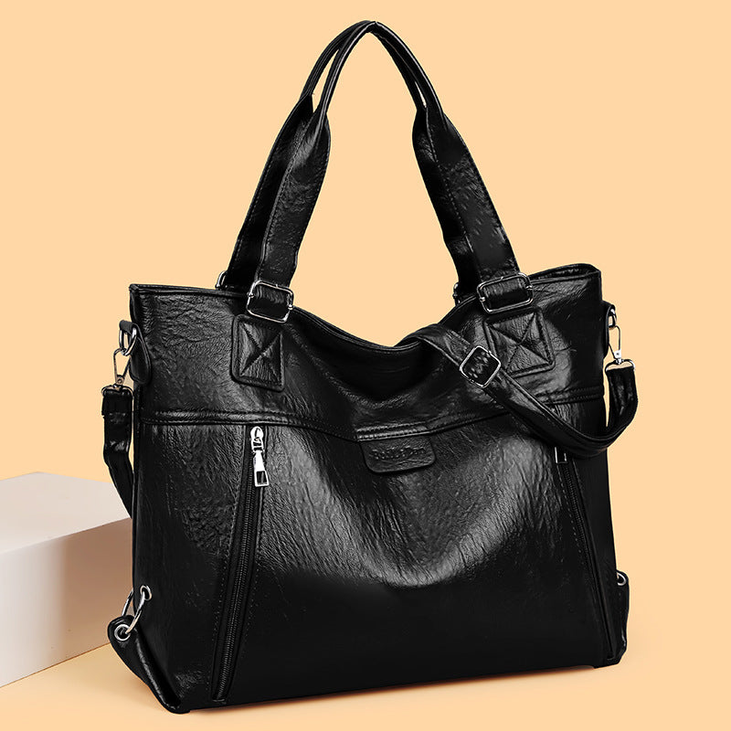 Retro Soft Leather Handbag Fashion Commuter Shoulder Messenger Bag