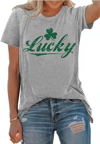 St Patricks Day Skjorter til kvinder irske Shamrock T-shirts Gra