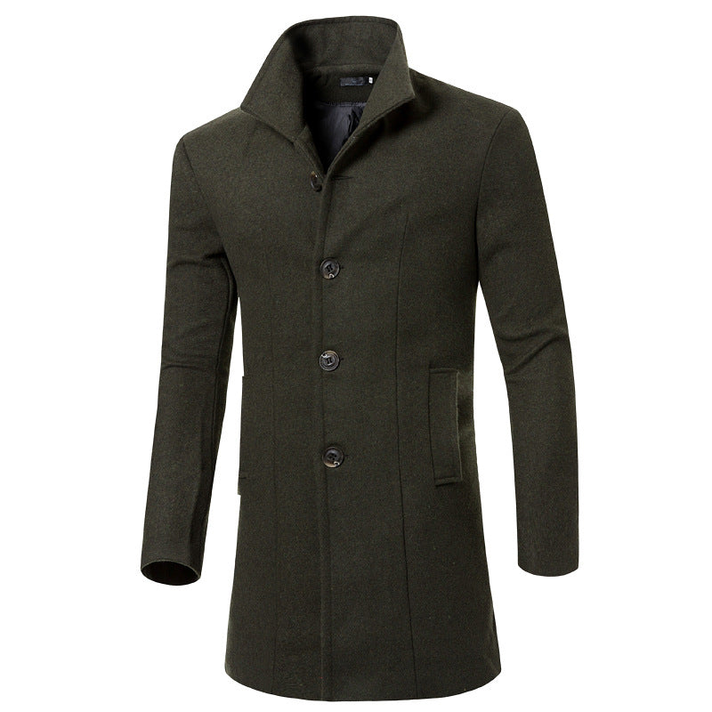 Men's Mid-length Wool Coat Trench