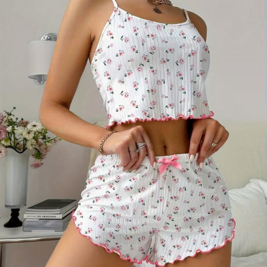 Women's Fashion Lace Sexy Camisole And Shorts Set