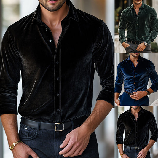 Casual Autumn And Winter Long Sleeve Solid Color Shirt For Men