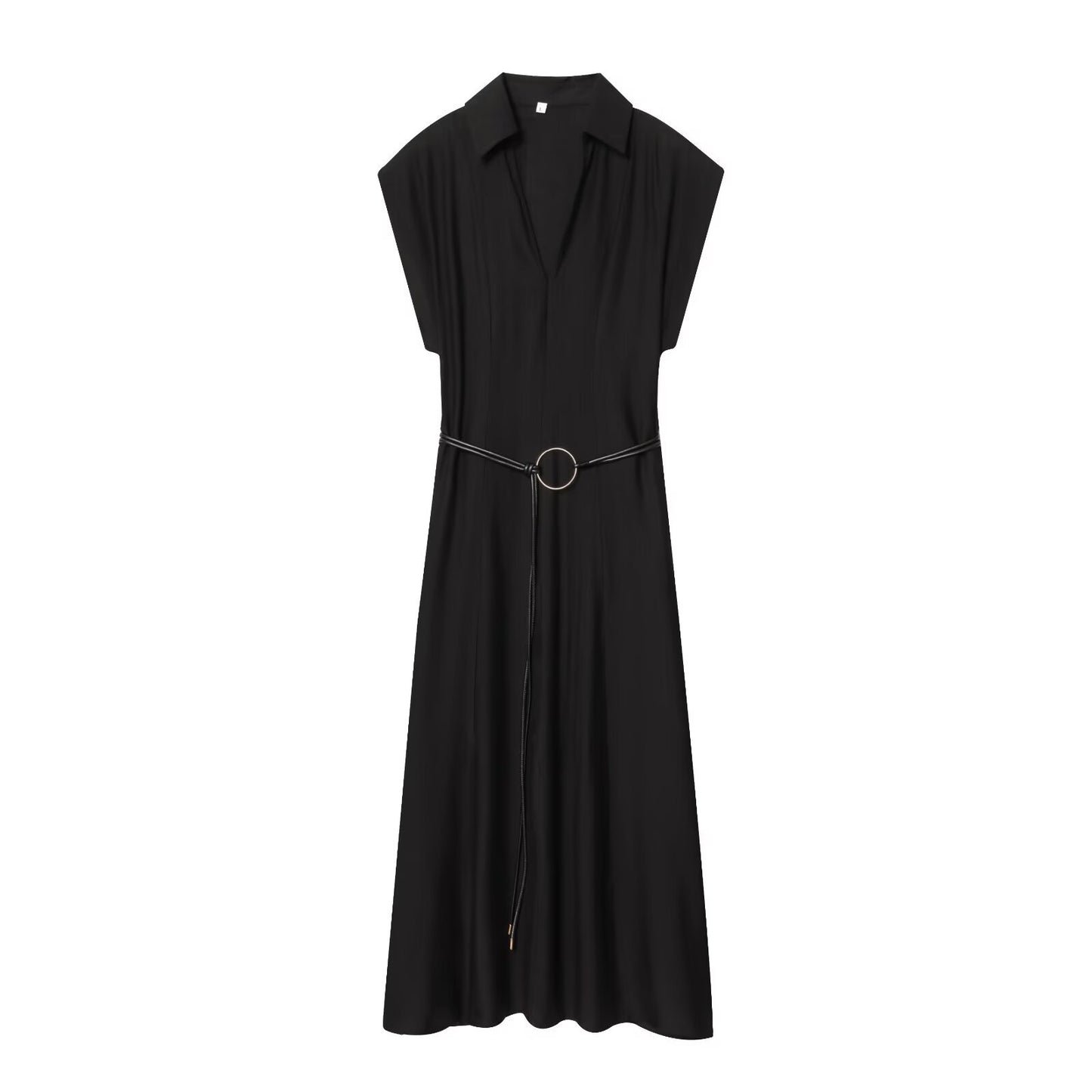 Slim Fit Waist Belt Jumpsuit Mid Length Dress