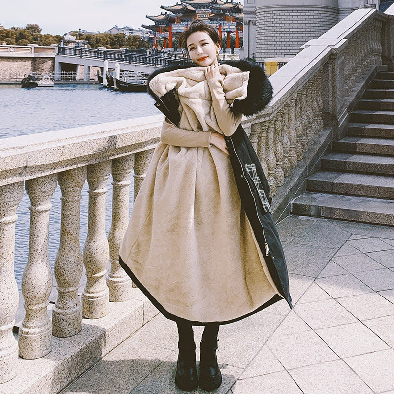 Loose Big Fur Collar Pie Overcomes The Black Waist And Thin Cotton Coat