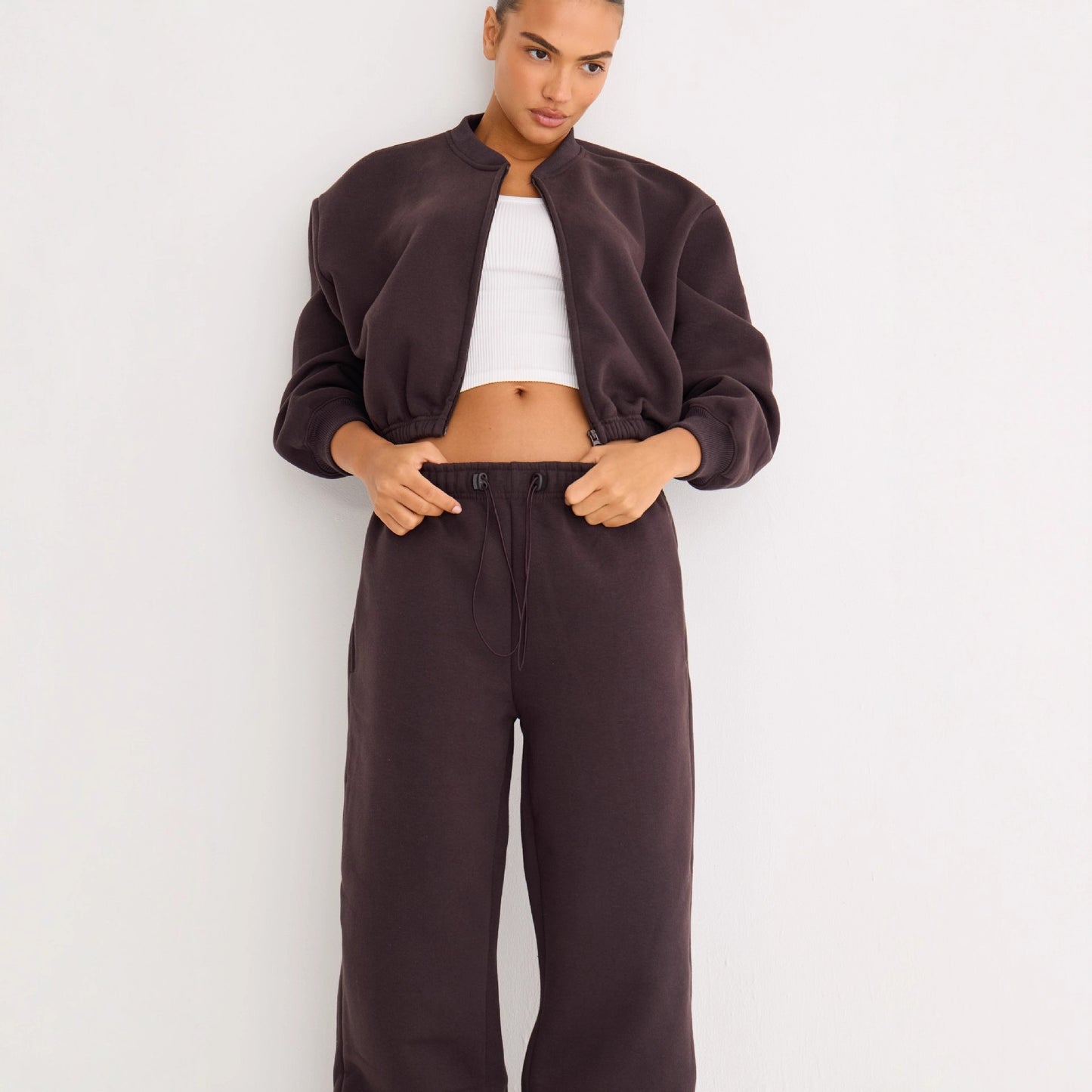 At-home Fashion Slim-fit Belted Cardigan And Pants Set