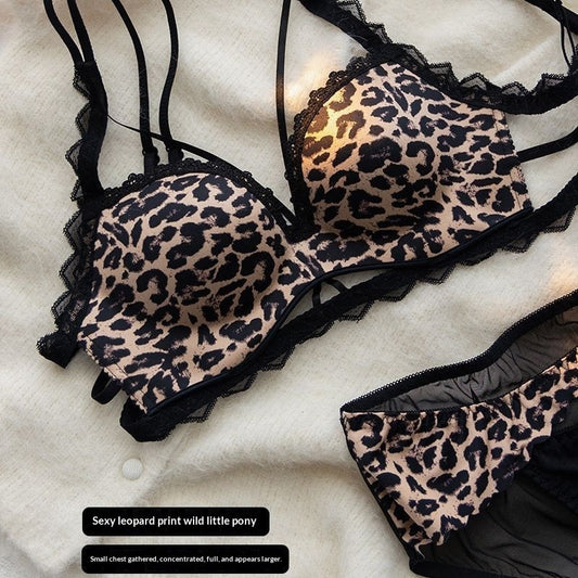 Sexy Leopard-print Padded Bra For Women With A Small Bust